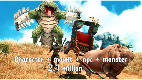 Single character scenery shot + mount + npc + monster 2.1mil